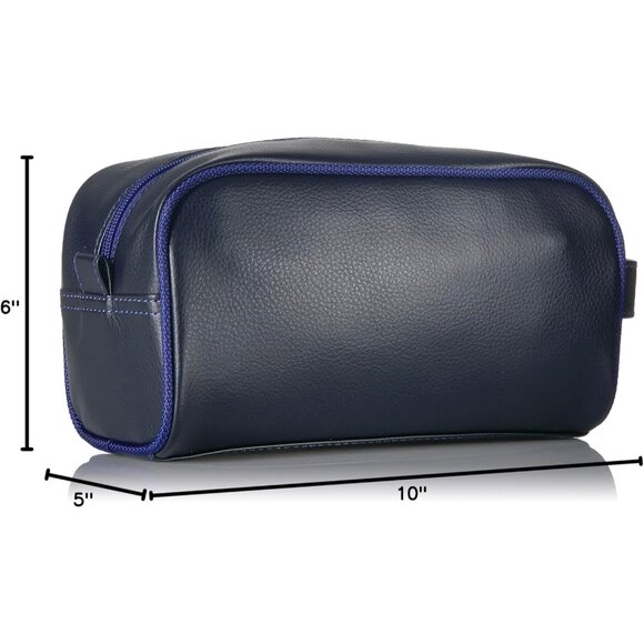Men's Blue Top Zip Travel Kit Leather Toiletry Bag Casual Organizer Accessory - Picture 7 of 7